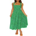 thumbnail image 1 of Summer Women Pleated Maxi Dress Solid/Print Ruched Bust Open Back Flowy Maxi Long Dress, 1 of 6