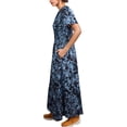 thumbnail image 3 of Vestido largo ACCPUR para mujer, estilo bohemio, floral, cuello en V, azul marino, 3 of 6