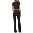 thumbnail image 3 of INSPIRE CHIC Women's Two Piece Lounge Set Ribbed Crop Top Wide Leg Pant Casual Sweatsuit M Black, 3 of 5