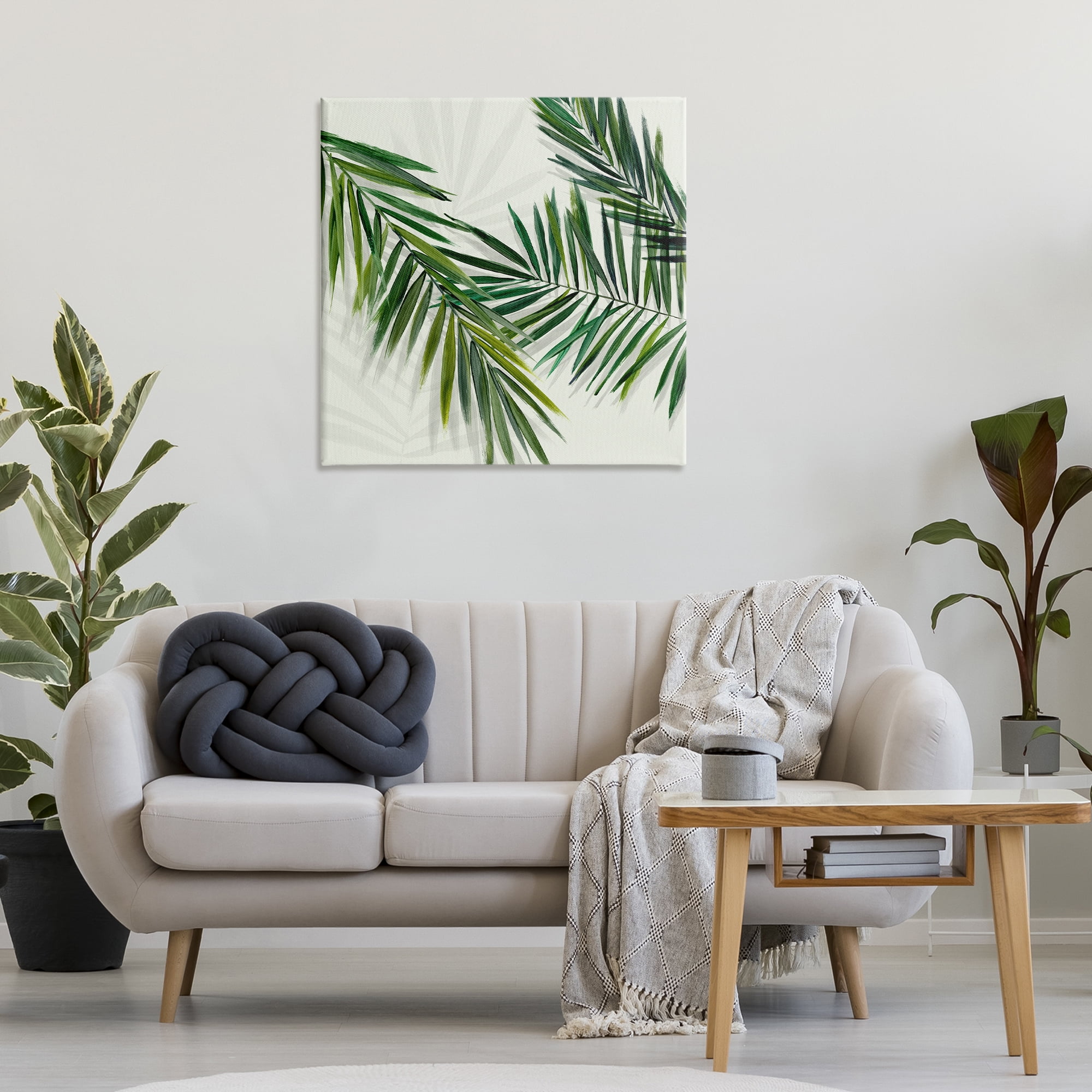 Stupell Industries Tropical Palms with Shadows Plants & Flowers Painting Wrapped Canvas Art Print Wall Art, 30 x 30