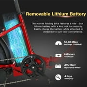 Fat Tire Folding Electric Bike, 48V & 624Wh Lithium Removable Battery, Peak 1100W Brushless Motor, Max Speed 28Mph, M8 Large LCD Display, Suspension, Step-Over/Thru Frame