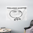 thumbnail image 1 of Humor Decor Tapestry, Challenge Accepted Guy Meme Caricature Man Trippy Styled Artsy Modern Picture, Wall Hanging for Bedroom Living Room Dorm Decor, 60W X 40L Inches, Black White, by Ambesonne, 1 of 2