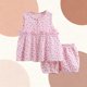 thumbnail image 4 of Conjunto de falda de verano para niña, cuello redondo, manga corta, estampado floral pequeño con lazo, material de gasa, pijama cómodo y transpirable de dos piezas para niñas pequeñas, conjunto de alg, 4 of 9