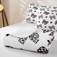 thumbnail image 4 of Erosebridal Cute Cheetah Bow Print Quilt Full for Girls, Cartoon Love Heart Full Bedspread Sets, 3 Pieces, 4 of 7