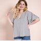 thumbnail image 3 of Camiseta de talla grande a rayas para mujer, camiseta holgada con cuello en V para viajes diarios, camiseta con manga de hoja de loto mm de grasa salvaje Zhivalor WMZL-1568-1, 3 of 7