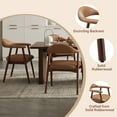 thumbnail image 5 of AFO Upholstered Dining Chairs Set of 2, Mid-Century Modern Leather Kitchen Arm Chairs with Rubberwood Frame, Brown, 5 of 10