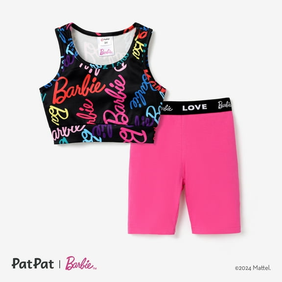 Barbie Kids 2pcs Sporty Outfit Sets for Toddler Girls with Letter Pattern Size 3-10 Years