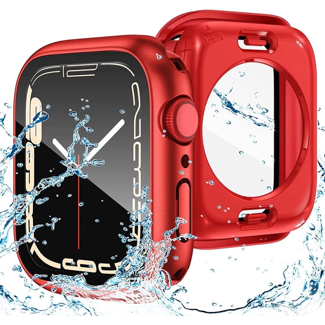 XiHAMA 2 in 1 Waterproof Case Compatible with Apple Watch Screen Protector 44mm SE 2nd Gen Series 6 5 4, 360 Protective Glass Face Cover Hard PC Bumper + Back Frame for Watch Accessories