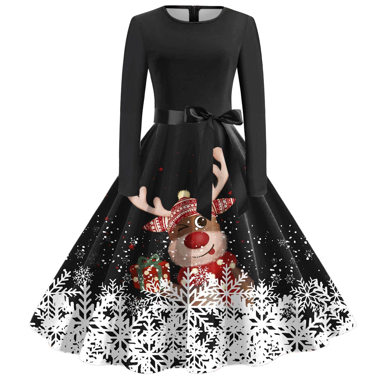 Robe De Noël Femme Vintage à Manches Longues Et Capuche - Robe Cocktail Velours - Tenue Soirée Fêtes 2023