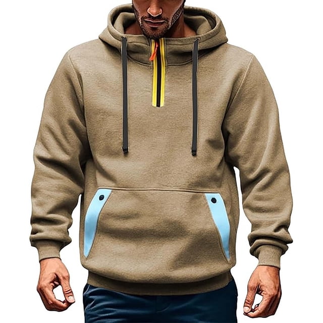 Dolkfu Sudadera con capucha de hombre, con cremallera de 1/4, sudadera deportiva de colores, sudadera para hacer ejercicio de hombre XXXL