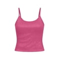 thumbnail image 4 of Hzzrkos Women Fashion Slim Solid Color Scoop Neck Sleeveless Adjustable Strap Sequin Camisole Tank Top Party Going Out Layering Cami Blouse Top Hot Pink M, 4 of 9