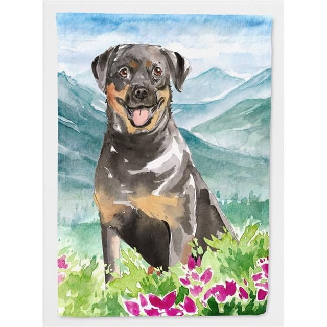 Carolines Treasures CK2526GF Mountain Flowers Rottweiler Garden Size Flag