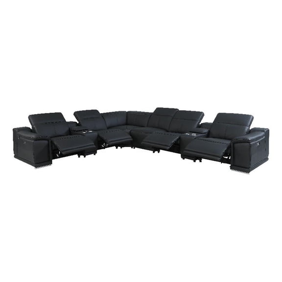 Titan Furnishings 8-Piece 1 Console 4-Power Reclining Italian Leather Sectional
