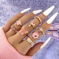 thumbnail image 2 of Conjunto de anillos para nudillos de mariposa acrílica rosa para mujer, anillos de flores Yin Yang con esmalte de cristal, joyería de moda para niñas Dengxun unisex, 2 of 2