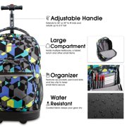 J World Boys and Girls Sunrise 18 Rolling Backpack for School and Travel, Cubes