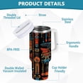 thumbnail image 2 of Yayeee 30oz Stainless Steel Tumbler with Straw and Handle Double-Wall Insulated Travel Water Bottle, Black Geometric, 2 of 8