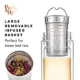 thumbnail image 3 of Pinky Up Blair Loose Leaf Tea Travel Infuser Mug, Double-Walled Glass and Stainless Steel with Bamboo Lid, 16 oz, Clear, 3 of 10