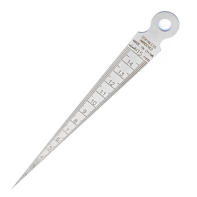 Eigraketly Medidor de soldadura cónico de 1-15mm/0,04-0,59 pulgadas métrico y pulgadas regla de diámetro preciso de acero inoxidable Medidores de medidas dimensionales