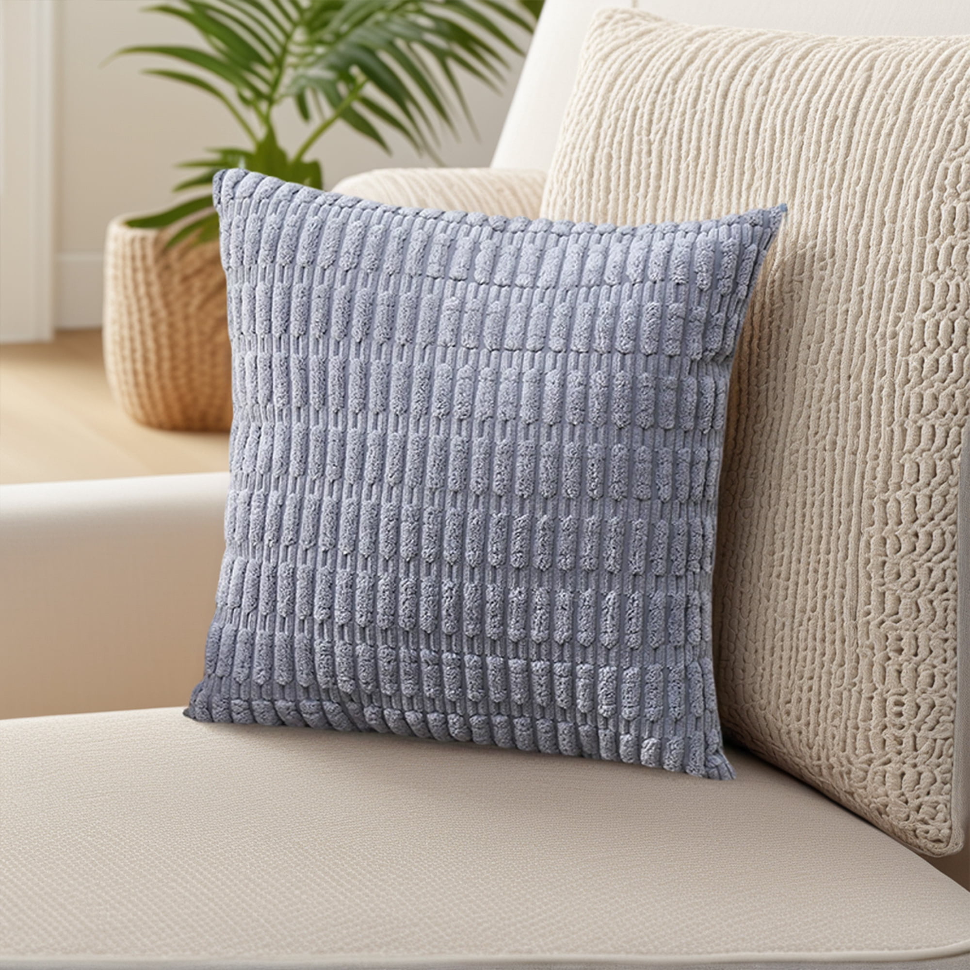 Unique Bargains 4 Pcs Modern Solid Throw Pillow Covers for Sofa 18" x 18" Gray Blue/Green