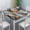 thumbnail image 3 of Gray and Gold Marble Gold Dots Pattern Square Fitted Tablecloth with Elastic Edge,Square Table Cover,Washable Elastic Table Cover for Home Kitchen Party Decor 34"x34", 3 of 6