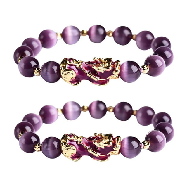 2x Lucky Bracelet, Feng Shui Amulet Bracelet Prosperity Mantra Bead Bracelet con / Pi Yao Attract Lucky and Wealthy gle Hugo menfeng shui pulsera de las mujeres