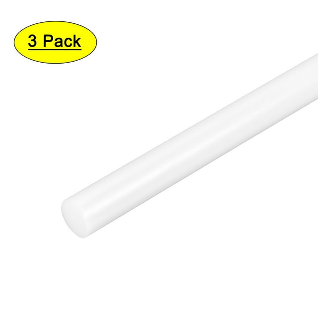 3pcs Varilla Redonda Plástica 3/8" Diámetro 20" Longitud Blanca (POM) Varillas de Polioximetileno Plástico de Ingeniería