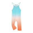 thumbnail image 3 of RXIRUCGD Girls Casual Jumpsuits Gradient Print Sleeveless Summer Rompers Long Pants With Pockets For 5-14 Years( Orange, Size:11 Years ), 3 of 6