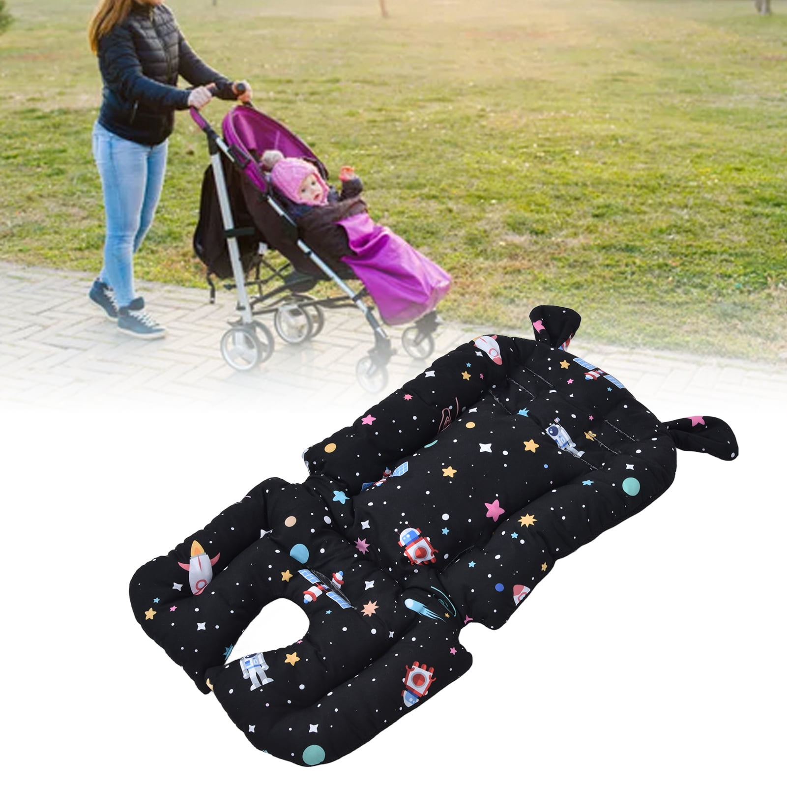 NFTIGB Two Sided Baby Stroller Liner Soft Infant Cushion Pad with Cute Cartoon Patterns Thick Winter Warming Backrest 14.2x30.3 inches / 36x77 cm