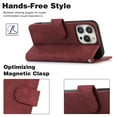 thumbnail image 3 of Nalacover Retro Wallet Case for iPhone 14 Pro Max, Premium PU Leather Shockproof Case with Card Slots Holder Kickstand Magnetic Clasp Phone Cover Vintage Design Wrist Strap Flip Folio Case,Winered, 3 of 11