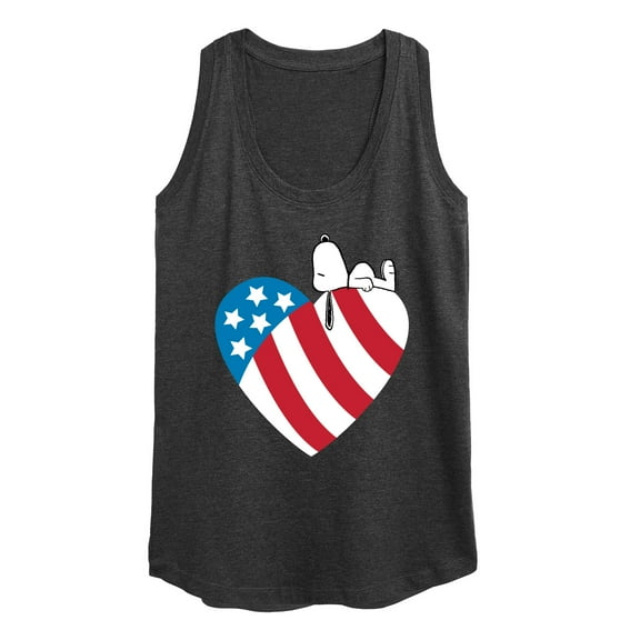 Peanuts - Snoopy On Flag Heart - Women's Racerback Tank Top