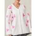 thumbnail image 5 of Michellecmm  Women's Loose Knit Cardigan, Heart Embroidery Long Sleeve Sweater, 5 of 9