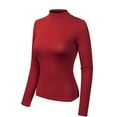thumbnail image 3 of MixMatchy Women's Solid Tight Fit Lightweight Long Sleeves Mock Neck Top, 3 of 3