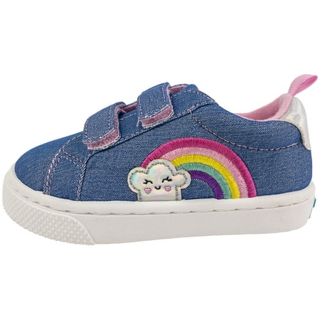 

Rainbow Daze Toddler Shoes Casual Sneaker Hook and Loop Rainbow Denim Size 9