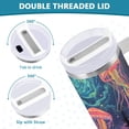 thumbnail image 3 of Yayeee 40oz Stainless Steel Tumbler with Straw and Handle Double-Wall Insulated Travel Water Bottle, Psychedelic Jellyfish, 3 of 8