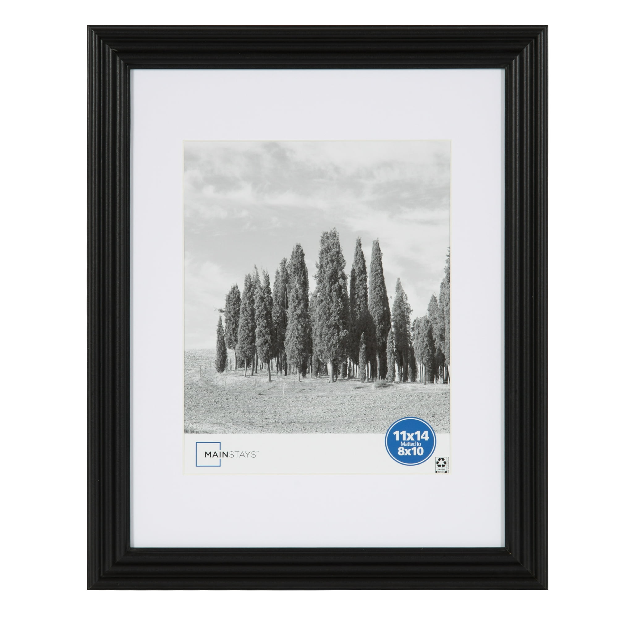 Mainstays Traditional Gallery Wall Picture Frame, Black, 11 x 14 Matted to 8 x 10