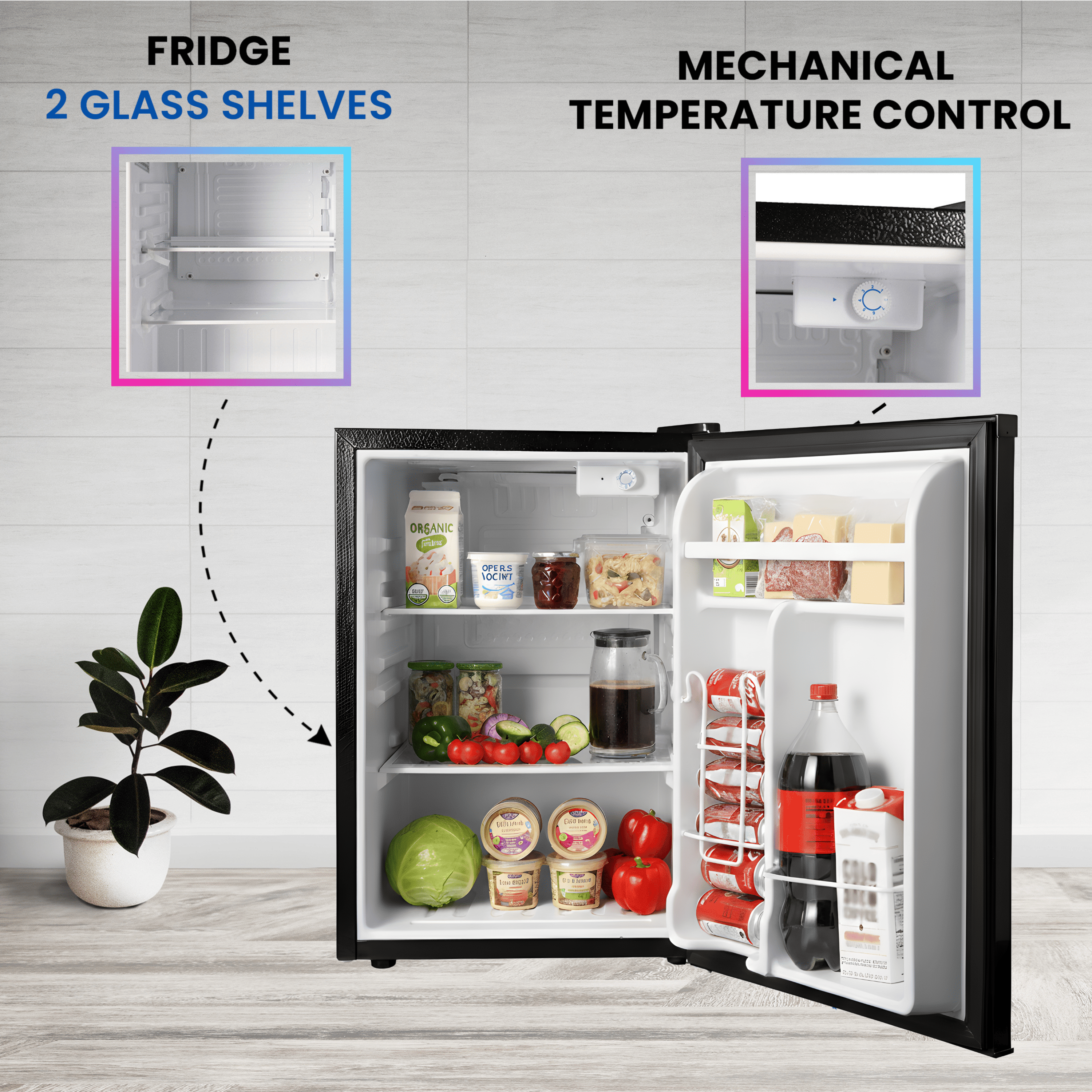 Conserv 2.6 cu.ft. Compact Refrigerator-Stainless, Reversible Door
