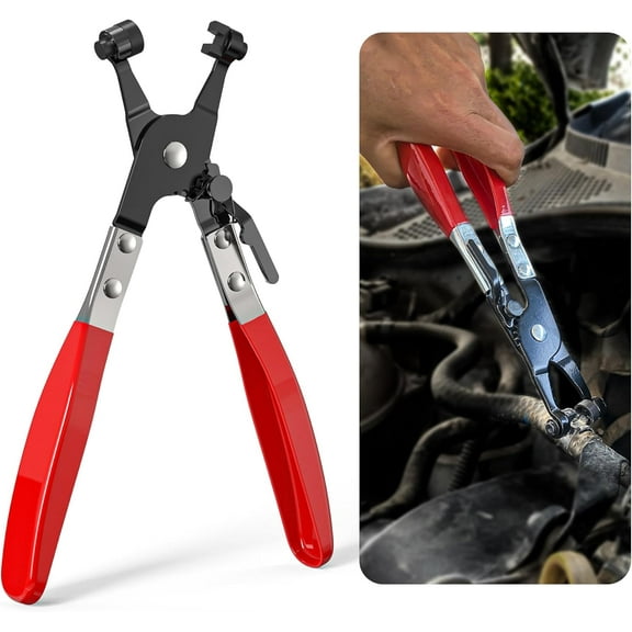 Hose Clamp Pliers | Heavy-duty Automotive Repairing Tool | Repair Tool Swivel with Flat Band for Removal and Installation of Ring-Type or Flat-Band Hose Clamps