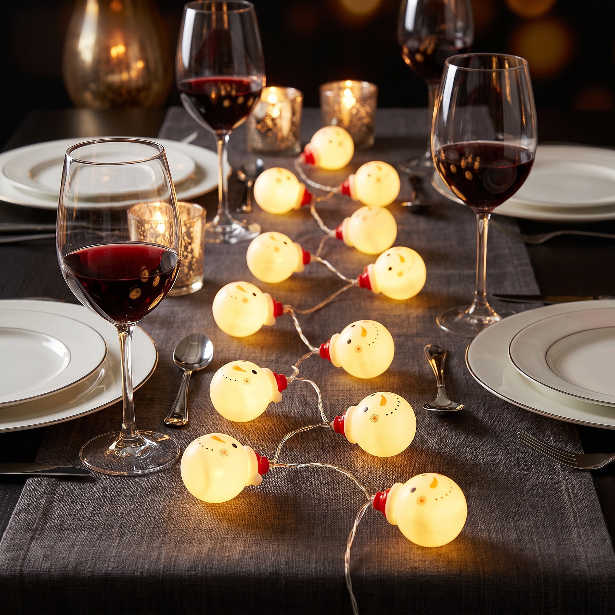 Unique Bargains Fairy Garlands Yuletide Noel Twinkle Lamps 9.8 ft Snowman Battery Operated