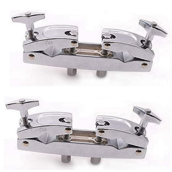 2X Drum Clamp 2 Hole Silver Multi Clamp Cymbal Stand Mount Holder for Drums Cymbals Cowbell Accessory
