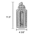 thumbnail image 5 of Farol de vela, linternas de vela, marroquíes, negro, metal, cristal azul, 5 of 5