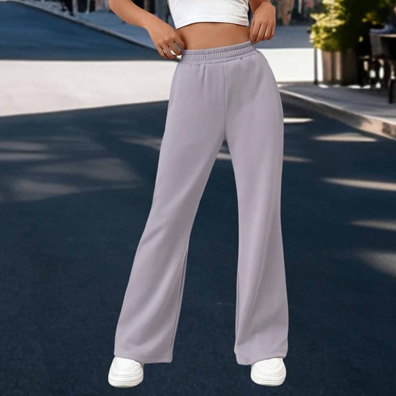 YueHuiYing Women Wide Leg Jeans Stretchy Baggy High Waisted Denim Pants Pull On Straight Leg Casual Sweatpants