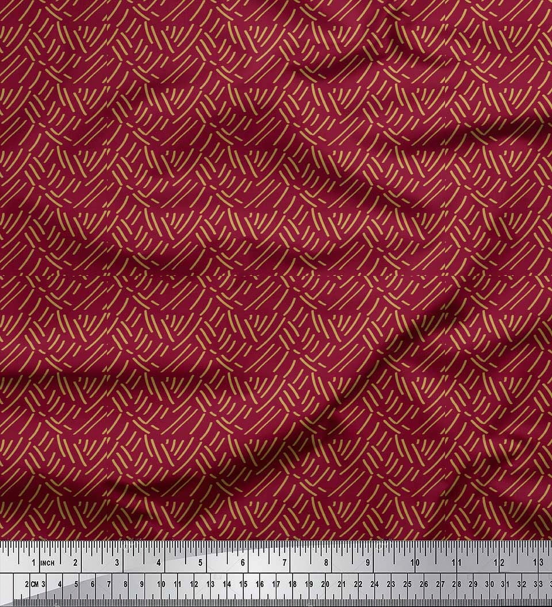Soimoi Red Silk Fabric Brush Stroke Abstract Decor Fabric Printed Yard 42 Inch Wide