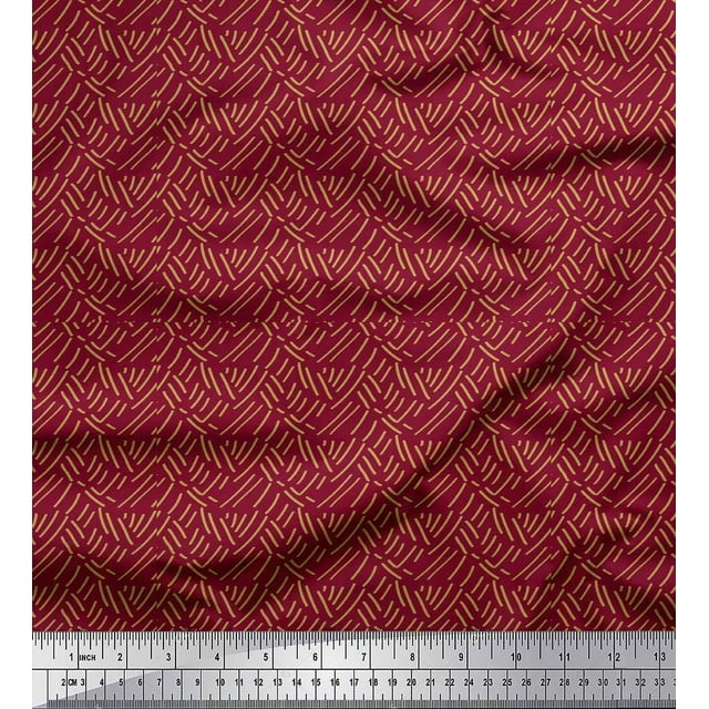Soimoi Tissu Satin Modal Rouge Coup de Pinceau Abstrait Imprimé Tissu de Couture Yard 42 Pouces de Large