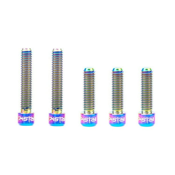 sweethay Tornillos de cabeza hueca de aleación de titanio M4x13.5mm/20mm para bicicleta, tornillo hexagonal Allens profesional, tornillos de fijación Ciclismo Vistoso 5 piezas/delantero/trasero sweethay OD026056-03