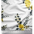 thumbnail image 1 of Soimoi White Cotton Jersey Fabric Leaves & Floral Printed Craft Fabric by The Yard 58 Inch Wide, 1 of 1