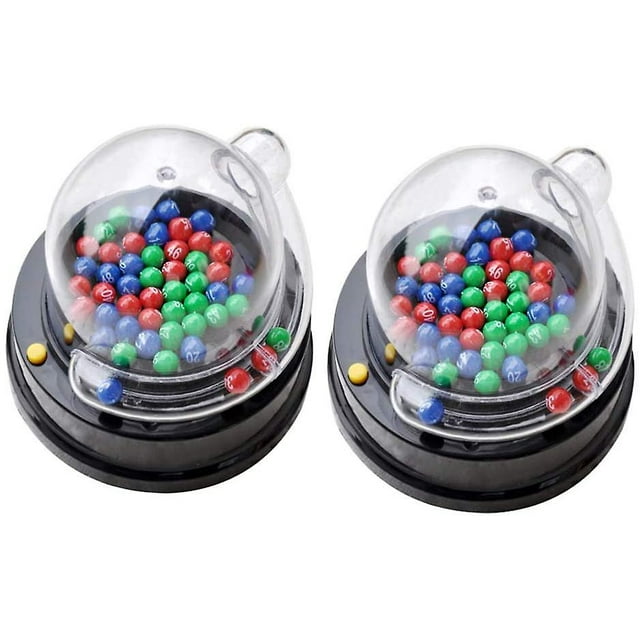 Ensemble de 2 Machines à Loterie Électriques Jeu de Bingo Lotto Électrique Boule Porte-Bonheur Jouets de Table