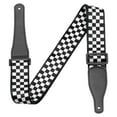 thumbnail image 6 of Bass Guitar Strap, Guitar Strap, Electric and Acoustic Guitar Straps - Durable Nylon Checkered Guitar Shoulder Strap with Leather Ends (Black and White Checkered), 6 of 9