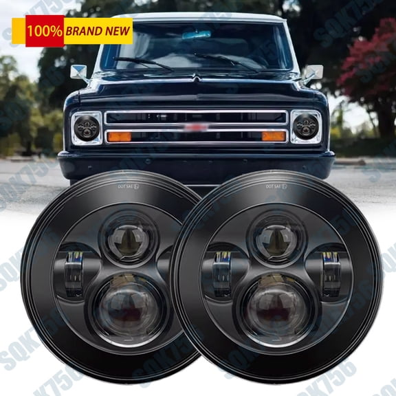 2PC DOT 7'' Round Led Headlights for Chevy 1961-74 C10 C20 Pickup 1967-81 Camaro