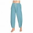 thumbnail image 1 of CHGBMOK Sweatpants for Men Solid-Color Loose Casual Pocket-Linen Elastic-Waist Drawstring Full Length Pants Sizes S-3XL, 1 of 5