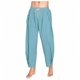 thumbnail image 1 of Pantalones largos para hombre, color liso, holgados, informales, con bolsillo, de lino, cintura elástica y cordón ajustable, de poliéster., 1 of 5